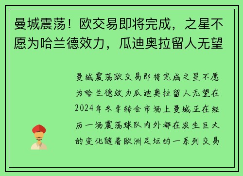 曼城震荡！欧交易即将完成，之星不愿为哈兰德效力，瓜迪奥拉留人无望