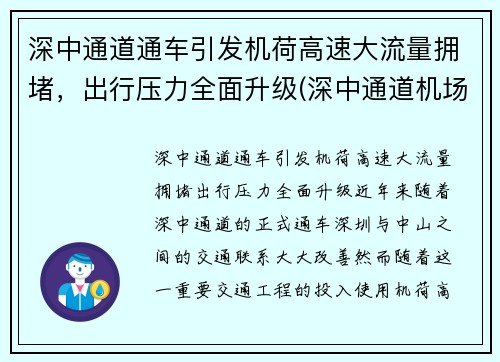 深中通道通车引发机荷高速大流量拥堵，出行压力全面升级(深中通道机场互通规划图)